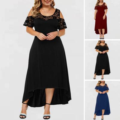 Spring Autumn Women Formal Dress Lace Elegant Dress Off The Shoulder Plus Size Long Sundress Irregular Hem Maxi Dress Streetwear