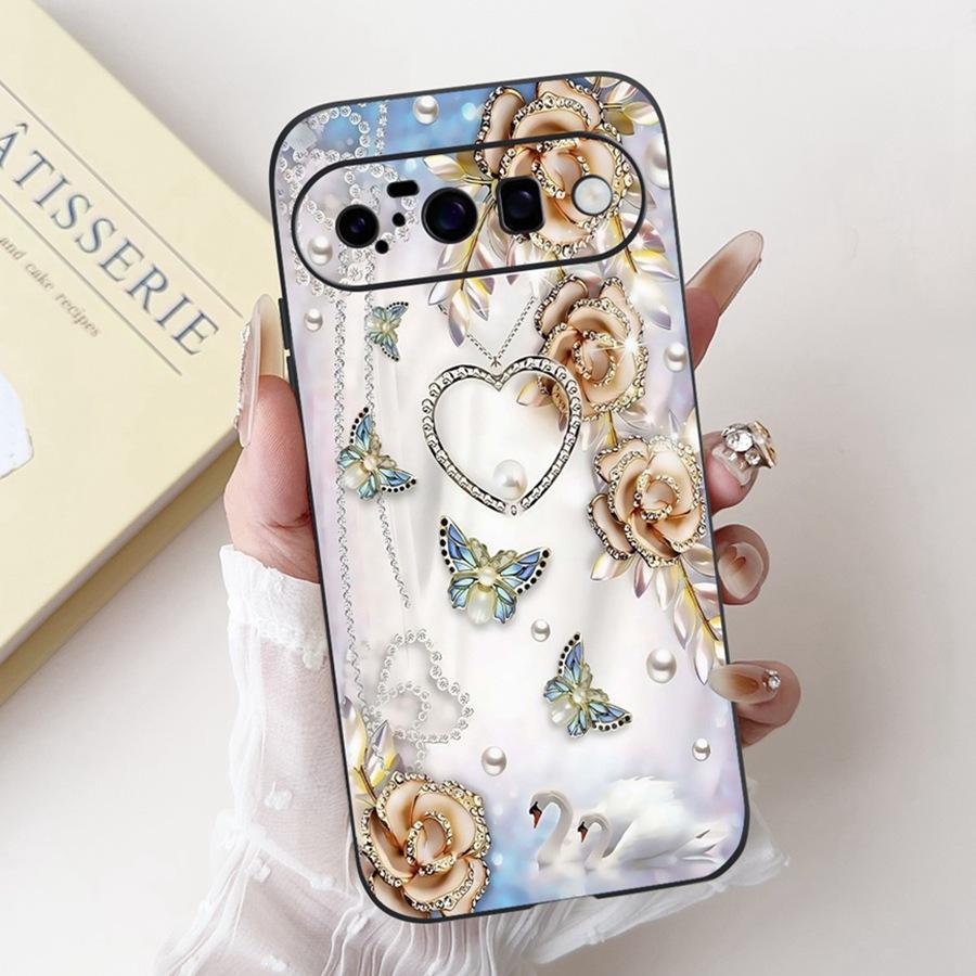 Neues Design 2025 Muster Hülle für Google Pixel 10 Pro XL Capa Weiches Silikon Schwarz Lackiert Vollabdeckung für Google Pixel10 Pro Funda