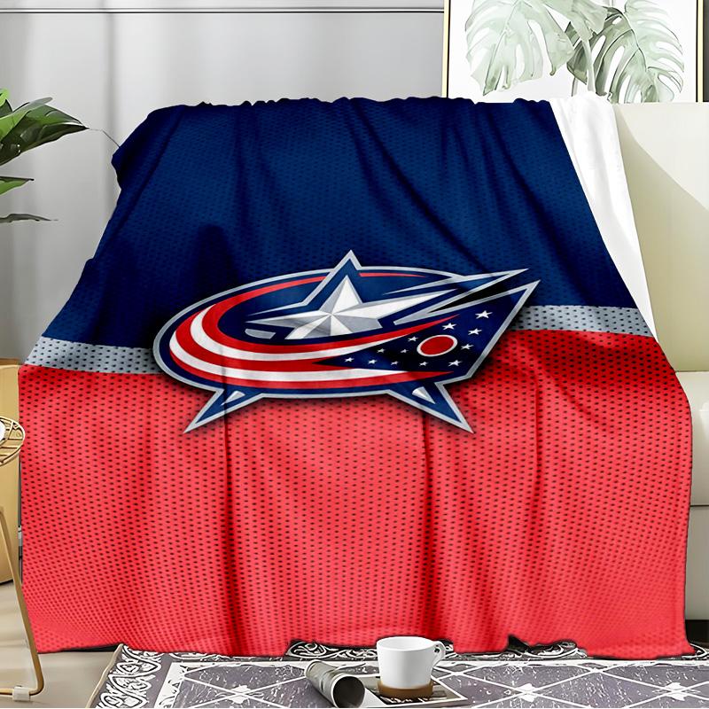 Columbus Blue Jackets Logo Blanket Flannel Throw for Sofa, Indoor, Camping, Living Room, Office, Chair, And Bed Soft Birthday Gift