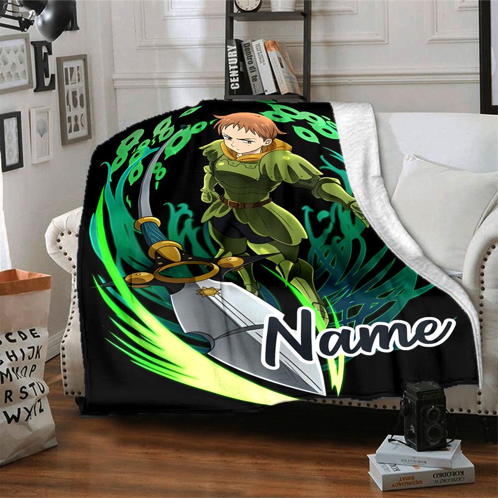 Customizable Seven Deadly Sins3 Throw Blanket – Personalized Name, All-Season Cozy Snug Blanket, Machine Washable, Personalized Blanket