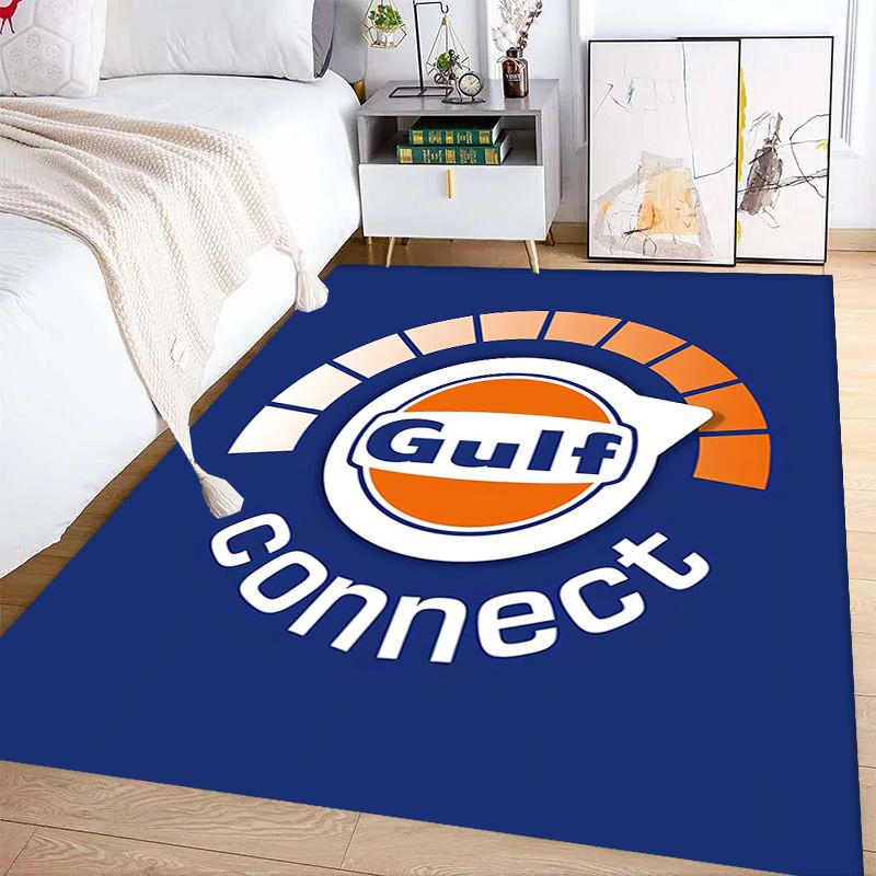 Tappeto con logo Gulf per soggiorno e camera da letto, tappetini per pavimenti, tappetino da bagno artistico, alla moda