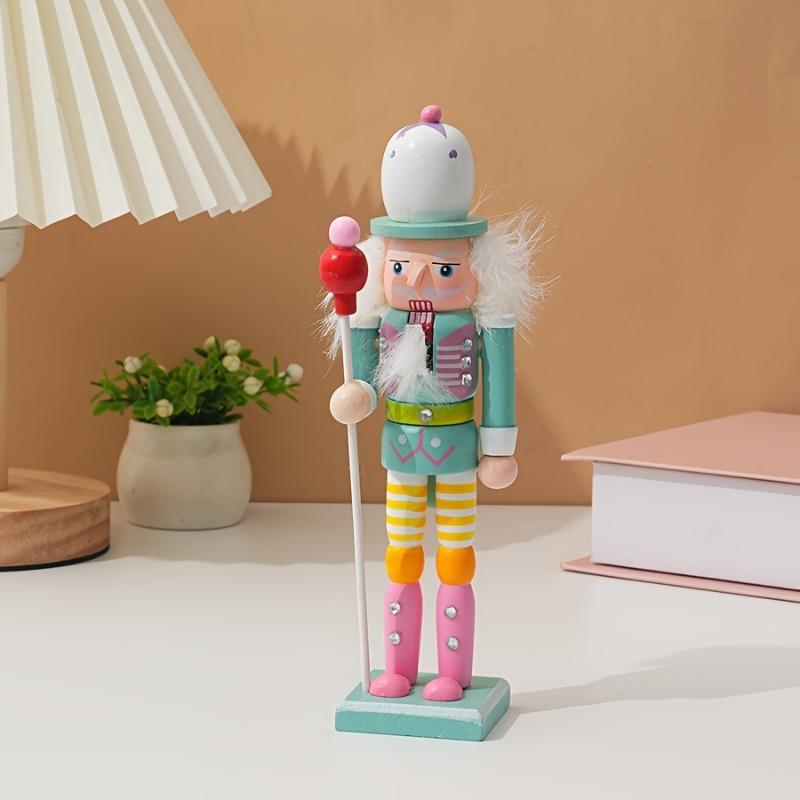 1pcs Colorful Macaron Puppet Figurine Wooden Christmas Ornament Gift for Friends Home Decor Festive Decorative Accessory