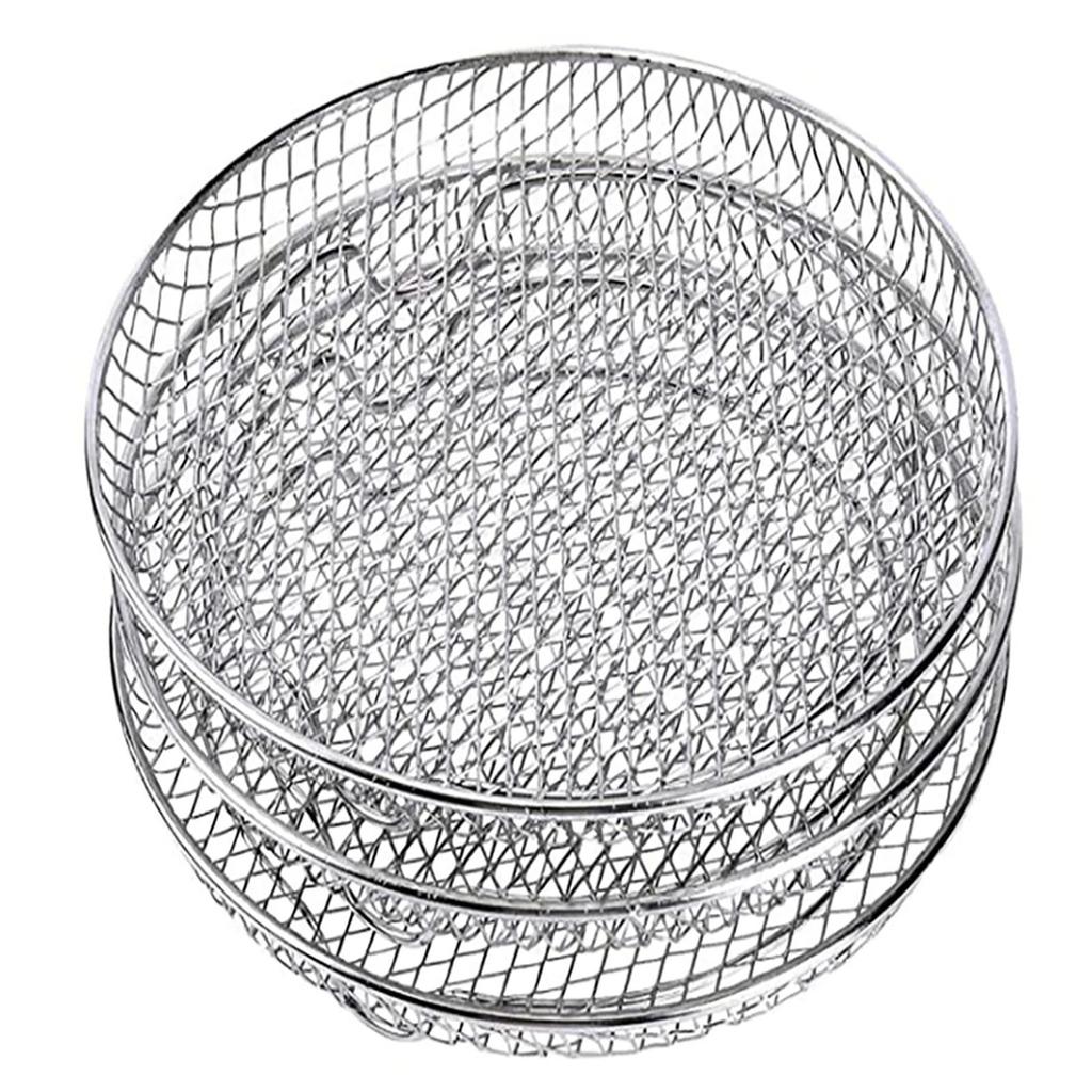 3PCS Round Air Fryer Basket Durable Stainless Steel Air Fryer Baking Pans for Cooking and Baking
