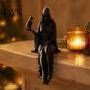 Tabletop Shelf Decoration Gothic Raven Sitter Statue, Hooded Lady Reaper Figurine, 3D Printed Dark Creative Bookshelf Statue Edge Sitter, Witchy Room