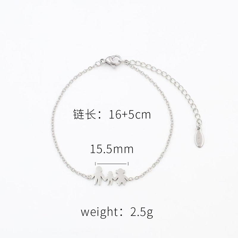 No Fading, Personalized Cartoon Shape, Family Of Four Pendant, Stainless Steel Bracelet, Same Jewelry For Men And Women