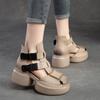 Fashion GKTINOO 2025 New Summer Black Women Genuine Leather Sandals Cool Boots Platform Shoes Wedges Sandals Women Shoes Outdoor Sandals