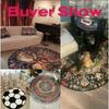 Vintage Coffee Cup Circular Carpet Coffee Shop Entrance Doormat Living Room Kitchen Bar Decoration Carpet