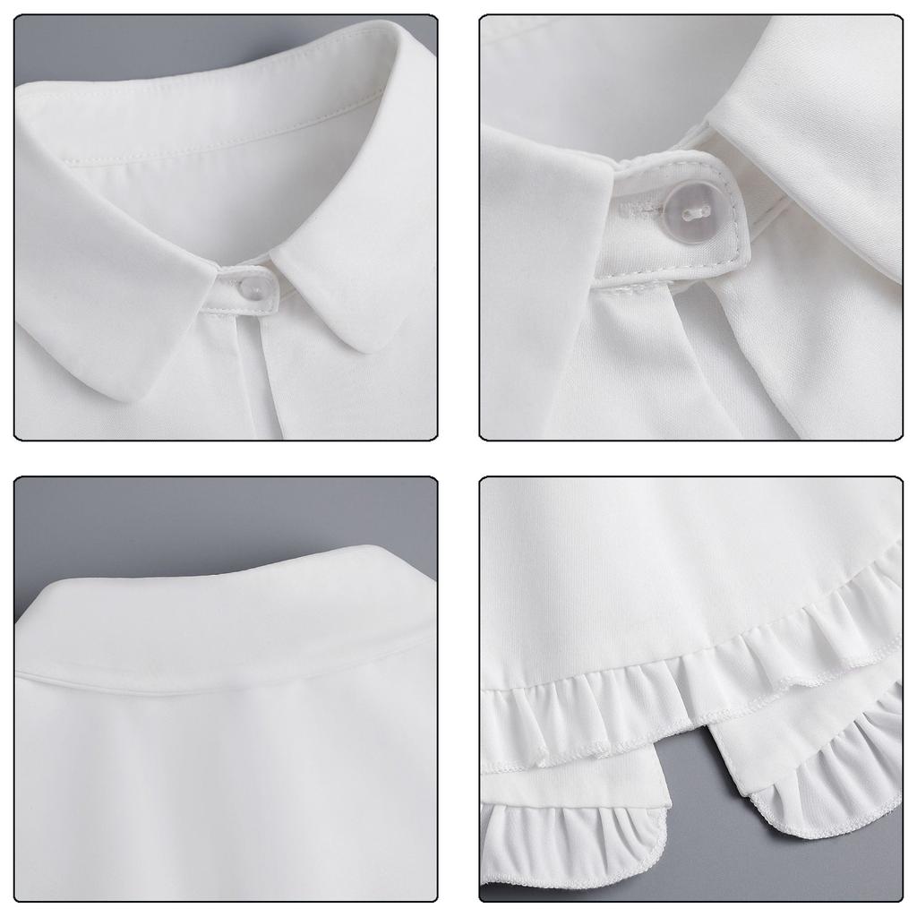 Châle Écharpe à Revers Amovible pour Femmes Filles Style Français Vintage Collier Capelet Décoratif Couleur Unie