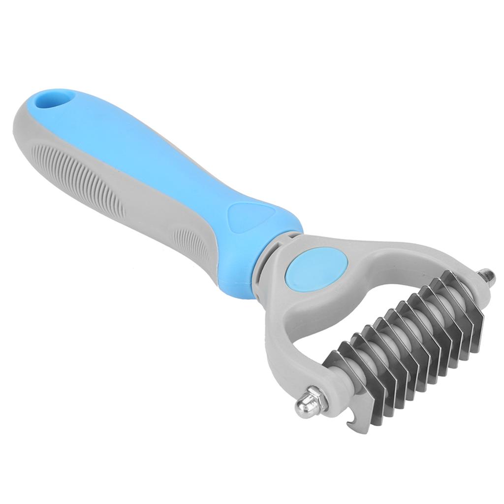 Double sided Stainless Steel Pet Hair Comb Brush Grooming Rake Dog Cat Trimmer Tool (Blue)
