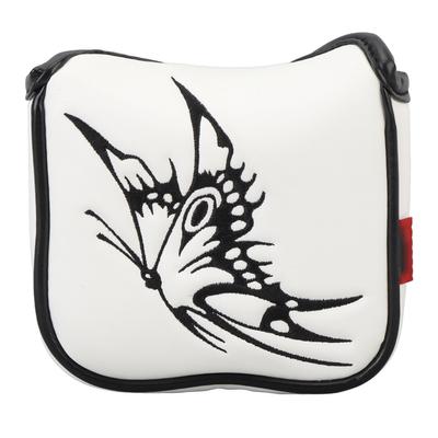 Putter Cover Headcover PU Shell Plush Lining Delicate Embroidery Putter Head Cover Protector White