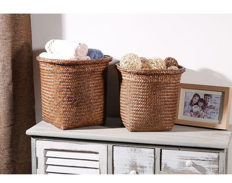 Round Rattan Woven Basket for Flowers and Storage