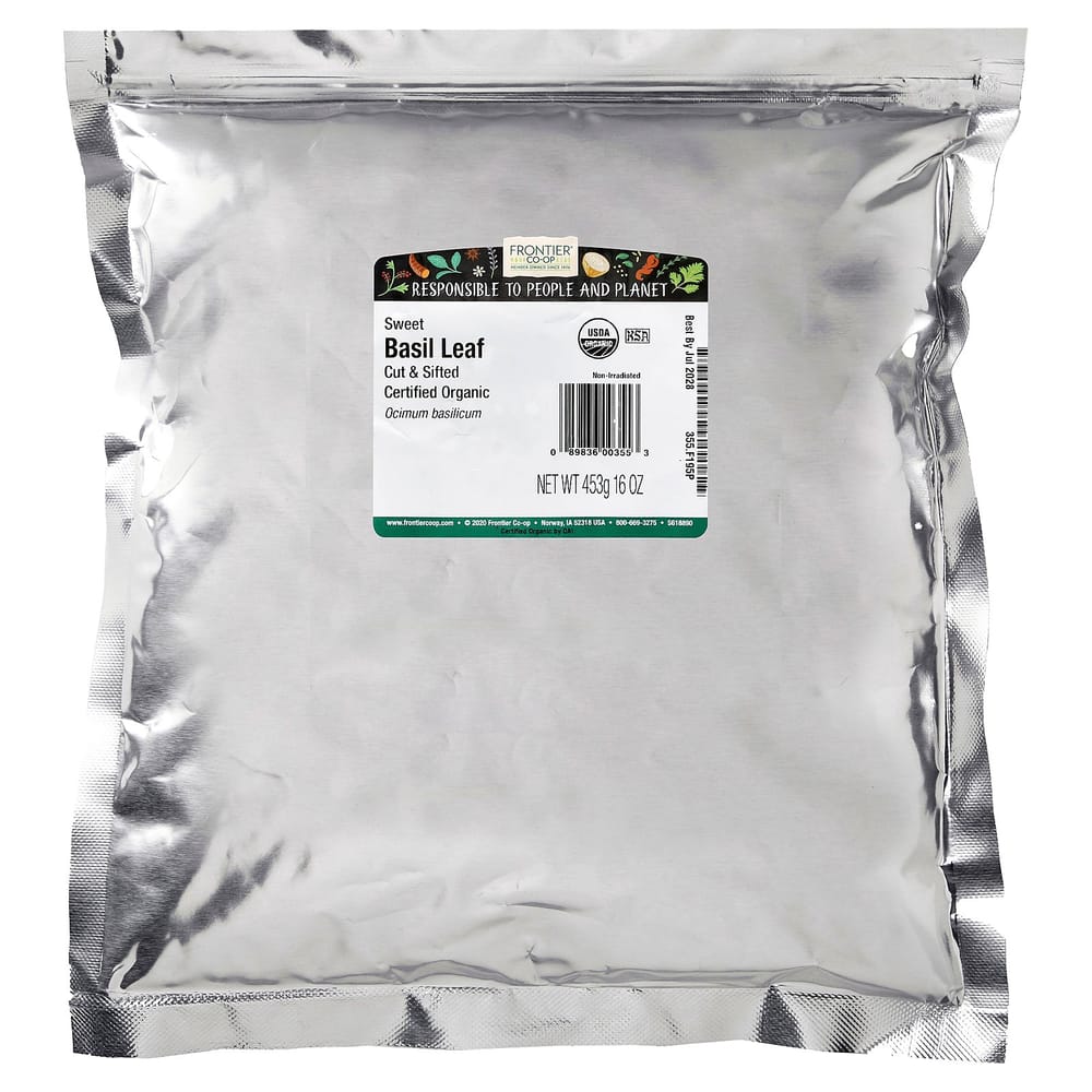 Frontier Natural Products Cut & Sifted Sweet Basil Leaves, 16 oz (453g)
