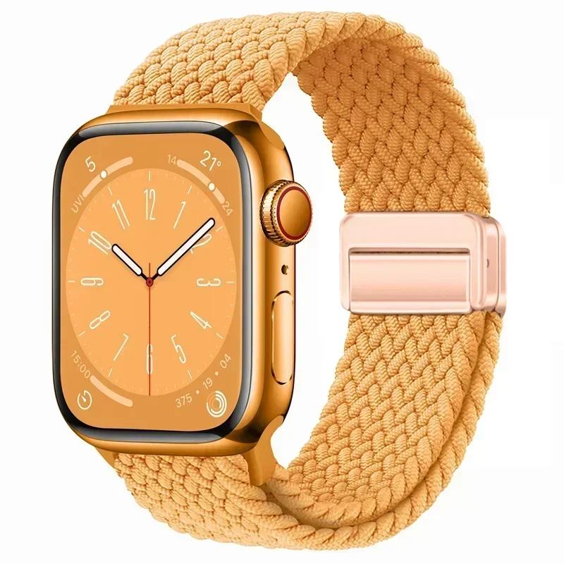 Nylon Braided Loop Strap for Apple Watch Ultra2 49mm 9 8 7 45 41mm Metal Magnetic Bracelet Wristband for 6 5 4 3 SE 44 40mm Band