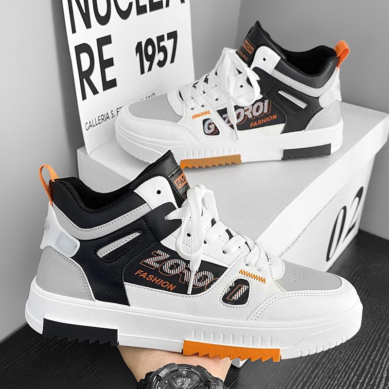 Shoes male middle school student high-top casual board shoes male versatile medium-top sports shoes spring new 44
