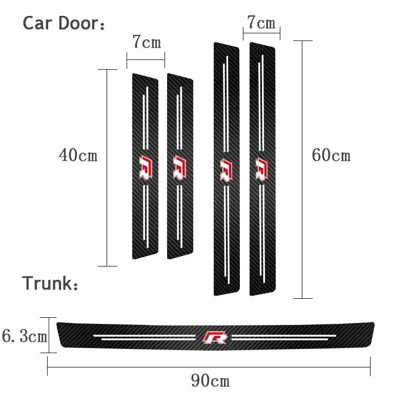 Opq1 5Pcs Car Logo Door Sill Threshold Anti-scratch Protector Stickers For VW R-Line GTI Golf 6 7 Polo CC Passat B6 Tiguan Bora Jetta