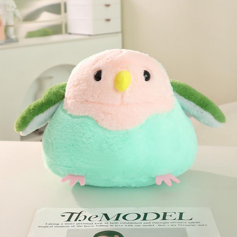 25/33cm Oreiller Peluche Animal Rempli Mignon Oiseau Perroquet Dessin Animé Doux Moelleux Jouets Pendentifs Drôles Poupée Apaisante Bébé 25cm