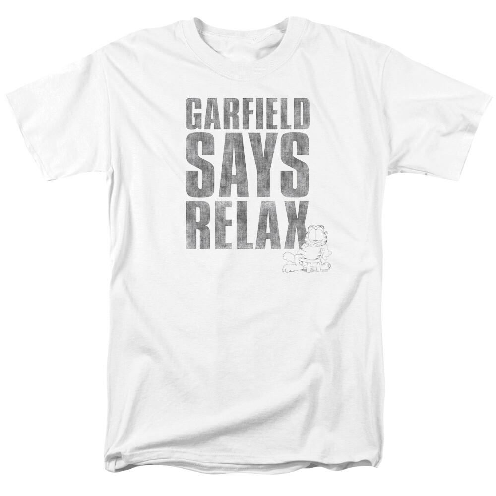 Garfield Says Relax T Shirt Licensed Comic Book Cartoon Tee White XL