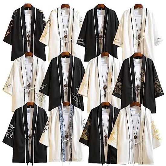 Ininuk cardigan men summer Japanese-style parka front-open shirt simple pattern lightweight cool sun protection loose coat festival large size casual