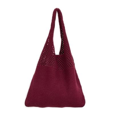 Bolso Tote de Punto FTB para Mujer, Bolso de Pañales, Ligero, Perfecto para la Escuela o el Trabajo, Estilo Casual (Vino)