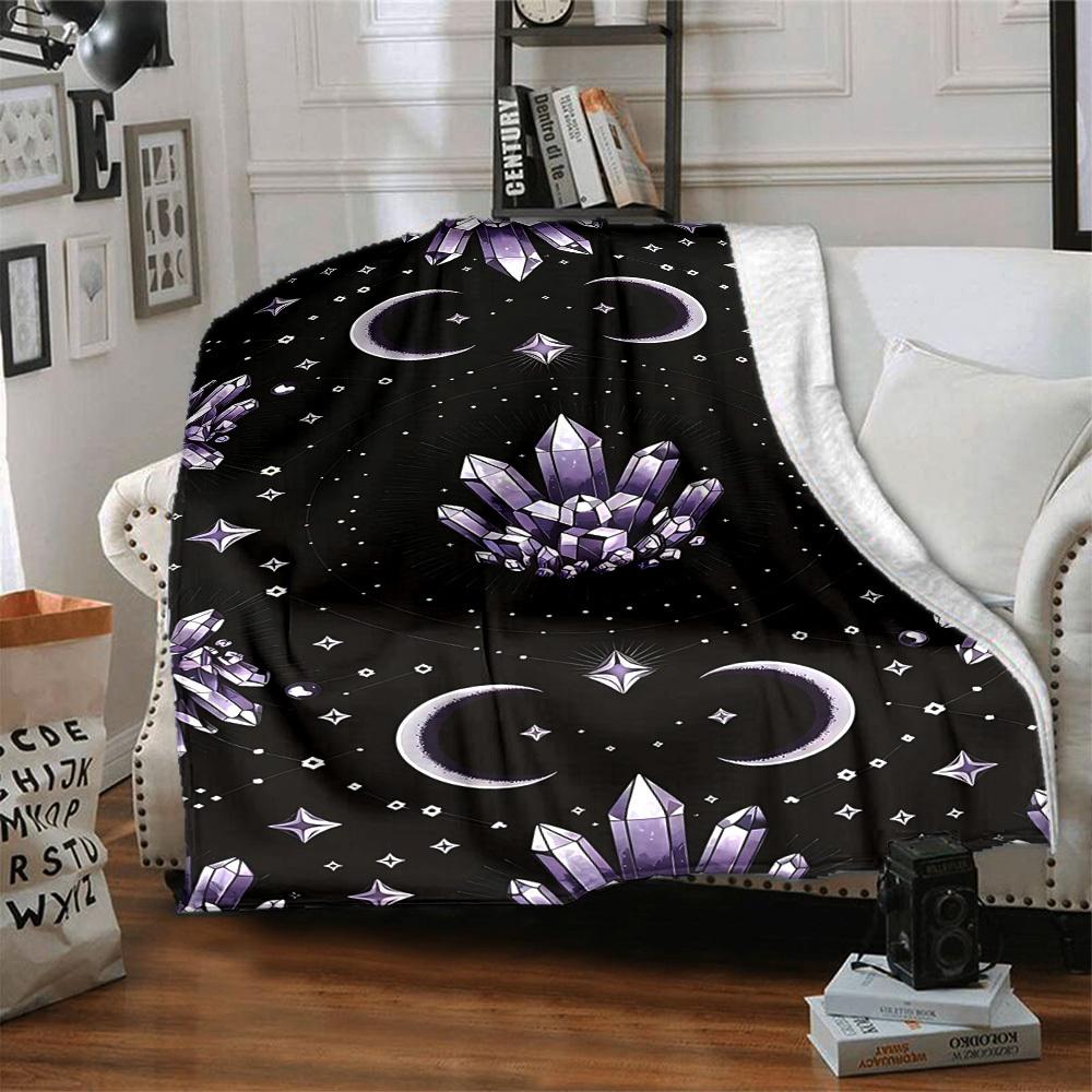 1pc Crystal Celestial Print Blanket   Lightweight Flannel Throw Blanket For Sofa, Bed, Living Room, Office, Outdoor Travel, Camping