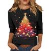 Women's Loose Comfortable Casual Fashion V-Neck Christmas Print Long Sleeve Hoodie