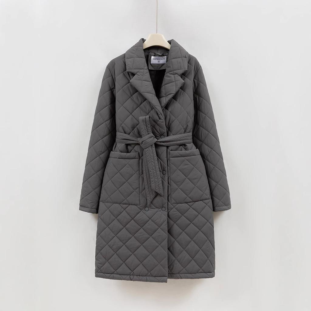 2025 winter new fashion slimming suit collar padded jacket women's age-reducing high-end atmospheric thin and light long cotton jacket women's jacket