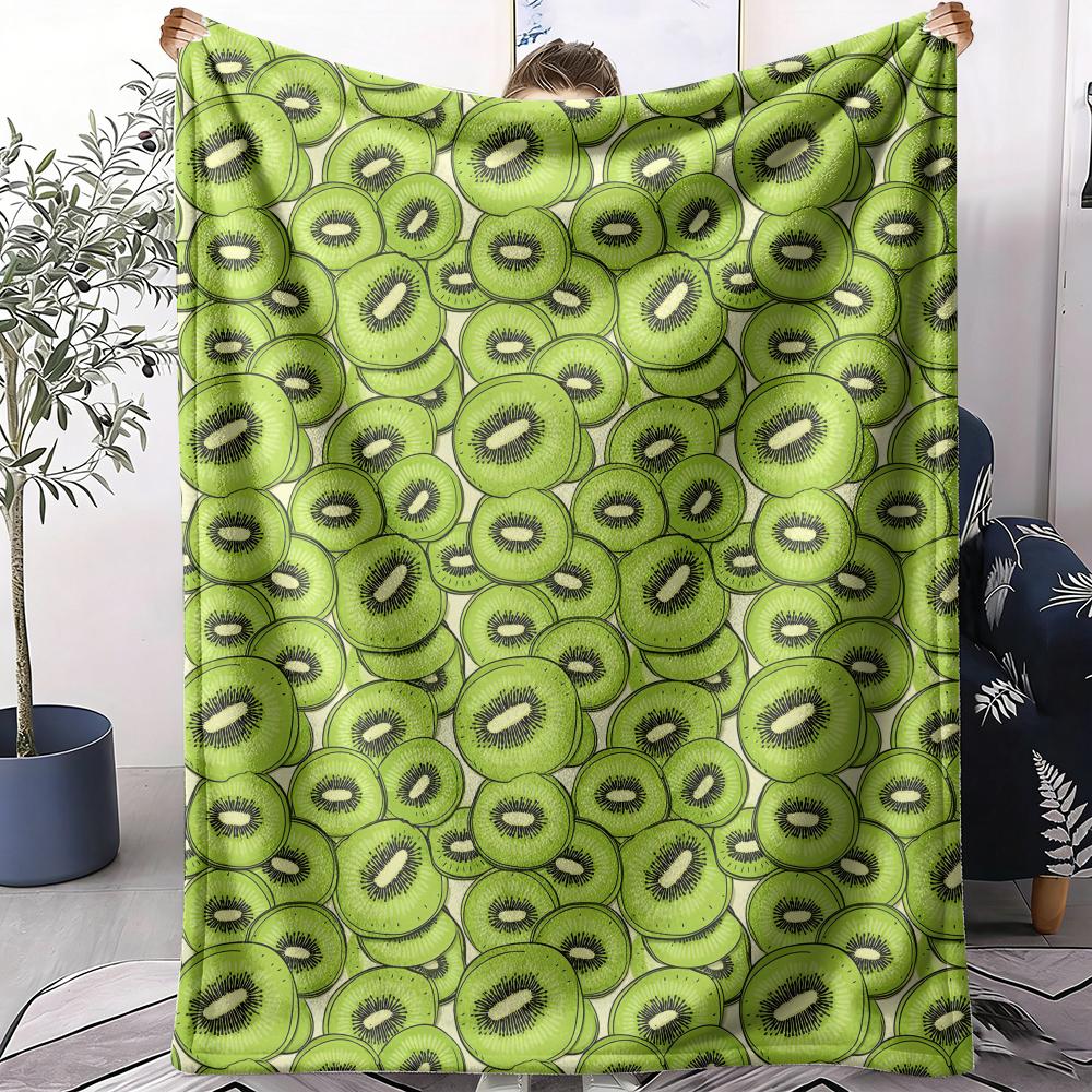 Kiwi Fruit Pattern Throw Soft Flannel AC Blanket Lightweight Summer Nap Throw Cozy  Blanket for Sofa Bed Travel Home