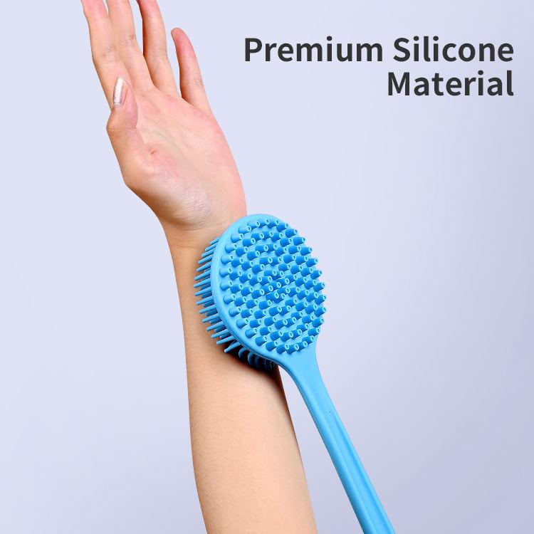 Long Handle Silicone Back Scrubber Double Sided Exfoliating Bath Brush Shower Massage Body Cleaner Daily Skin Care Body Brush