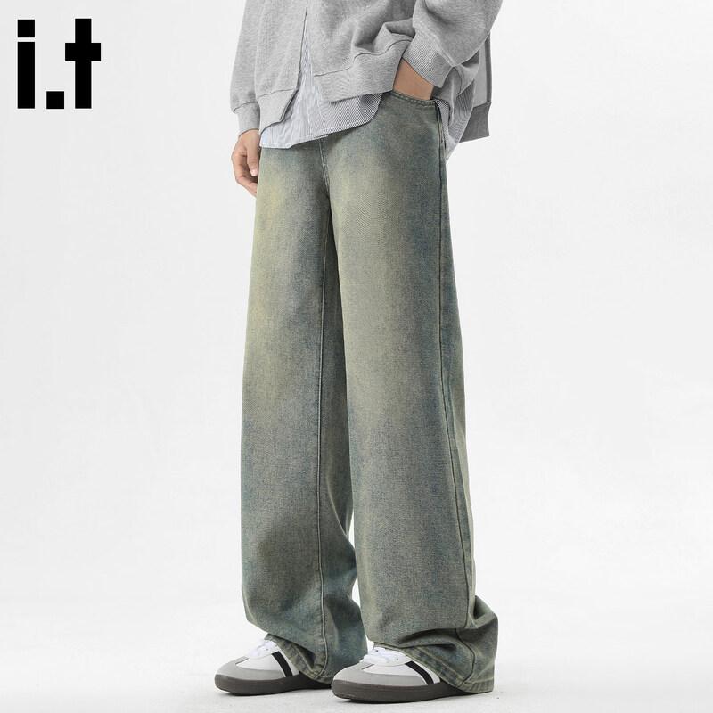 CHOCOOLATEit Men's Retro Distressed Washed Loose Jeans