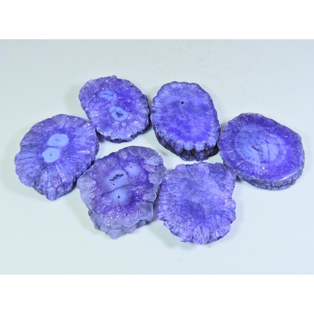 370Cts. Dyed Solar Druzy Agate Mix Shape Cabochon Loose Gemstone 06 Pcs Lot A-694