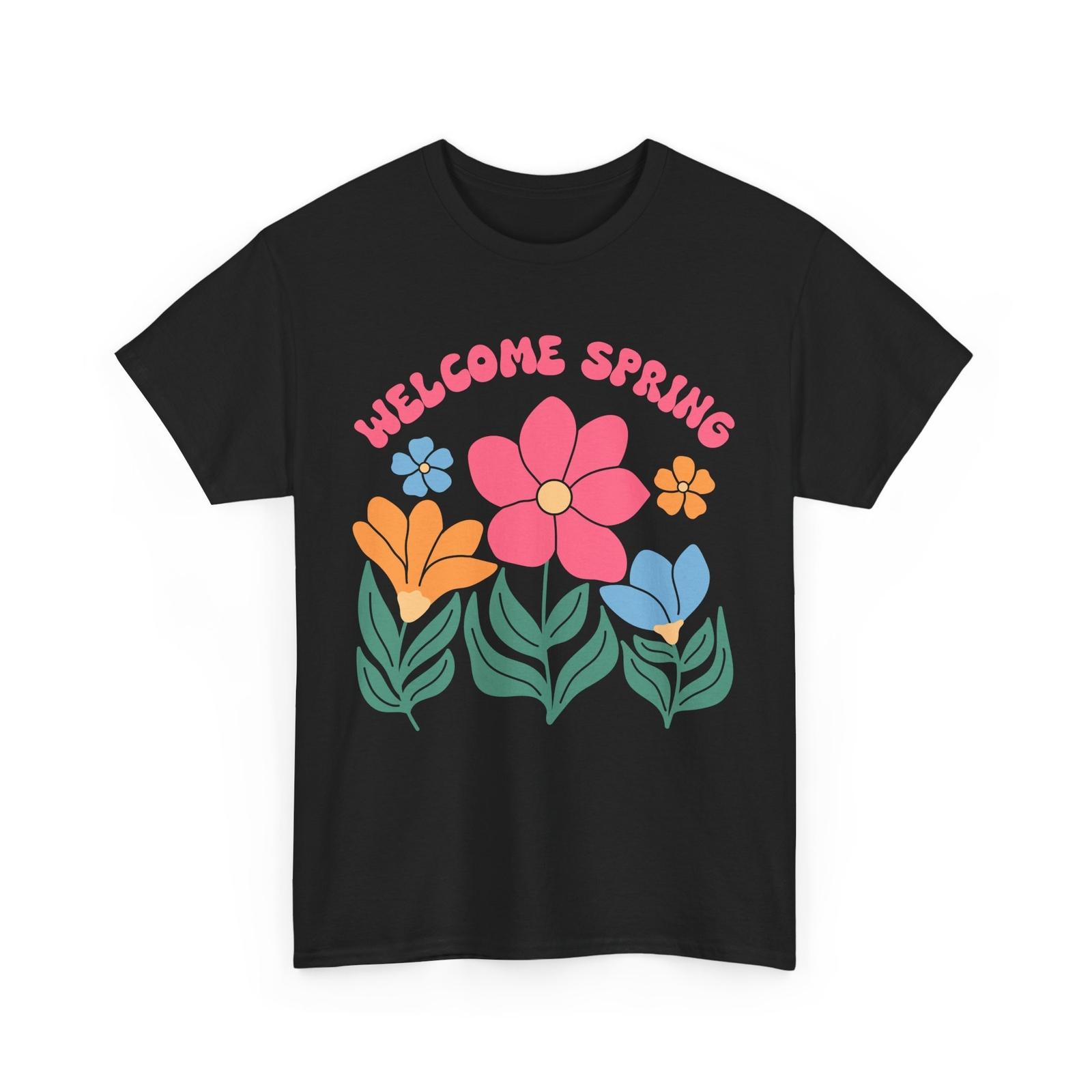 Футболка «Добро пожаловать, весна» | Футболка с цветочным узором | Красочная футболка с весенней природой XL
