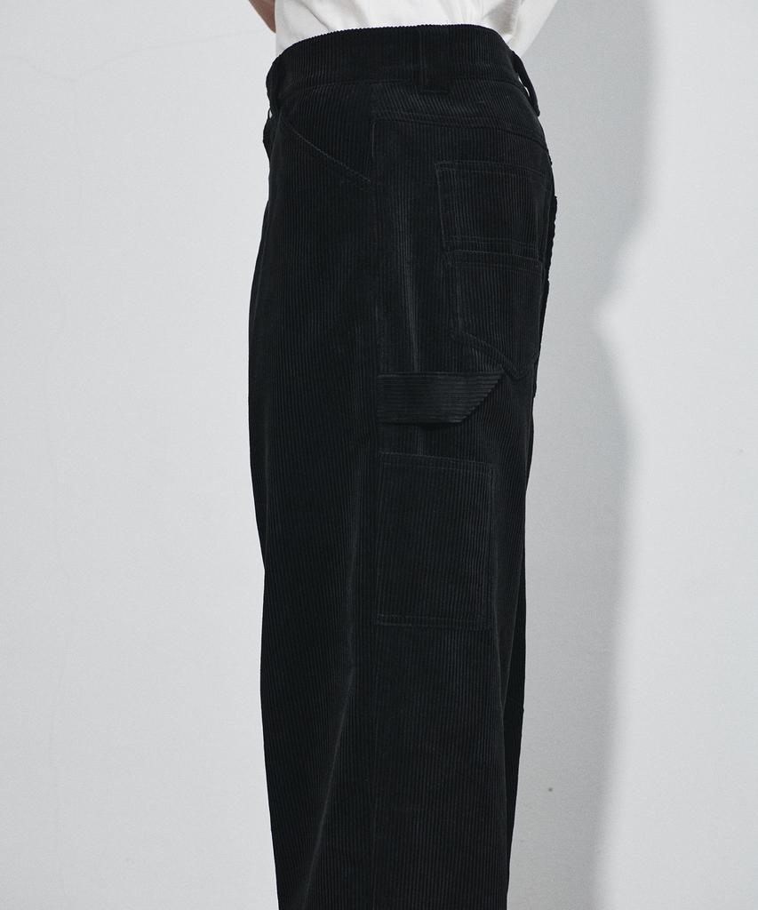 Hoite Rise Corduroy Work Pants (Black)
