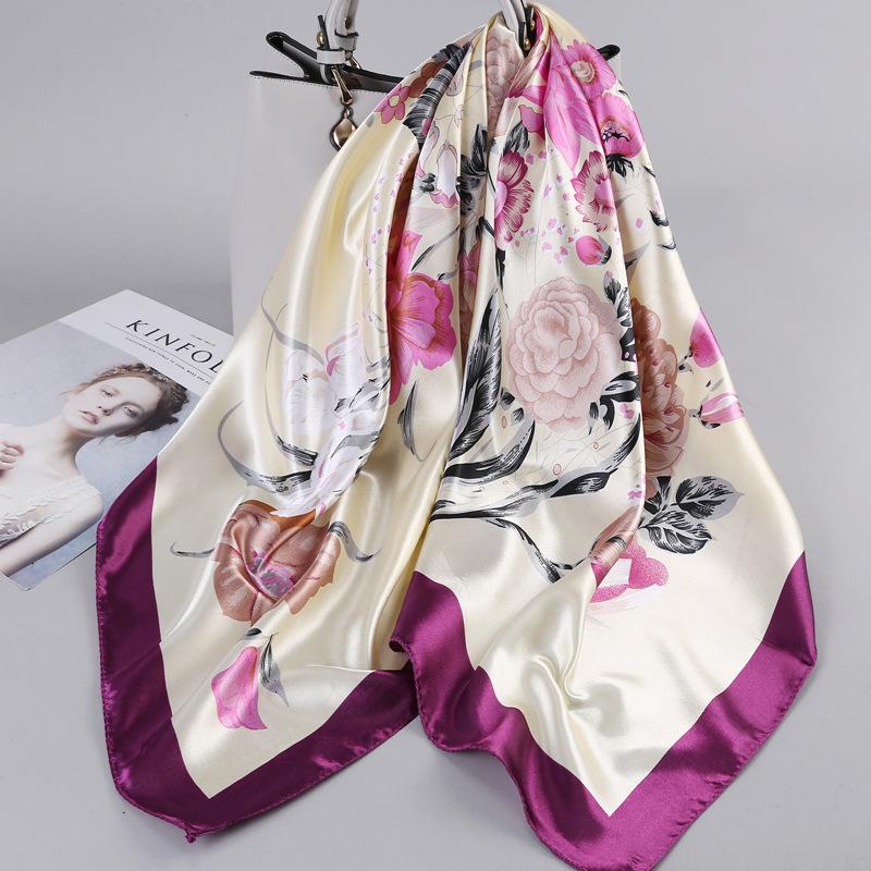 90 Square Scarves, Silk Scarves, Women's New Spring and Summer High-end Sense Versatile, Thin Scarves, Shawls Outside