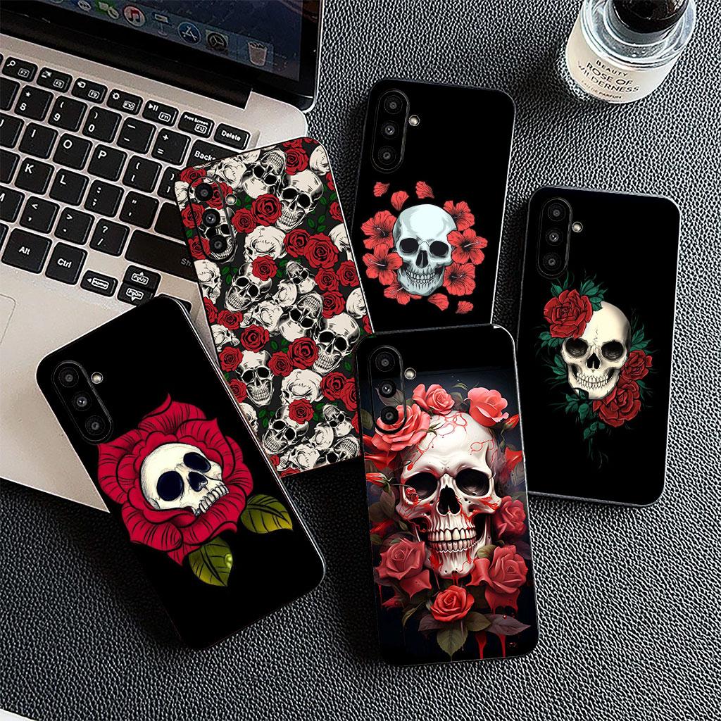 Cover for Samsung Galaxy Note 20 9 8 S8 S10 S9 Plus A54 A33 A21S A31 M21 S10E A17 Coque Phone Case Floral Art Skull Flower Rose