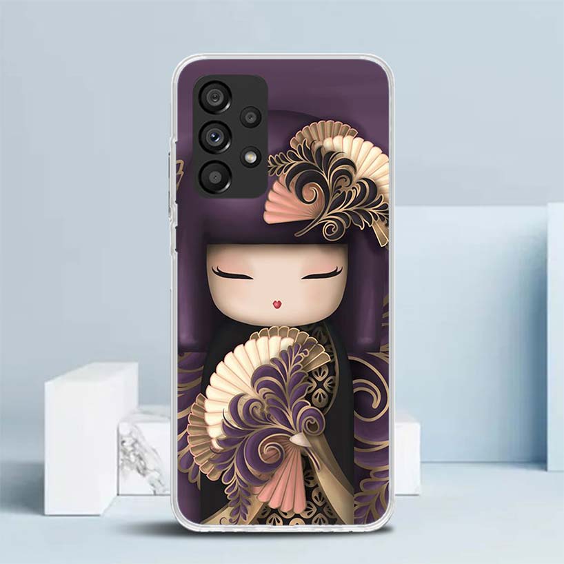 Kokeshi Doll Kimono Girl Soft Cover for Samsung Galaxy A17 A37 A57 A16 A26 A36 A56 A15 A14 A55 Phone Case A13 A53 A25 A35 A24 A3