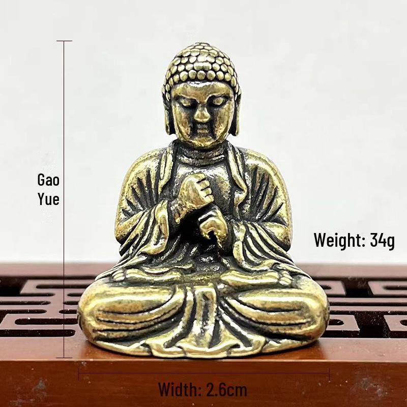 Mini Brass Sakyamuni Buddha Statue - Car Ornament & Desktop Decoration, Chinese Gift