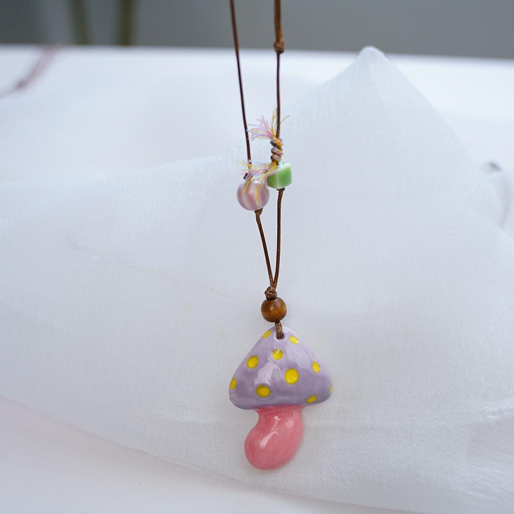 Hot-selling ceramic mushroom necklace accessories niche design necklace high sense