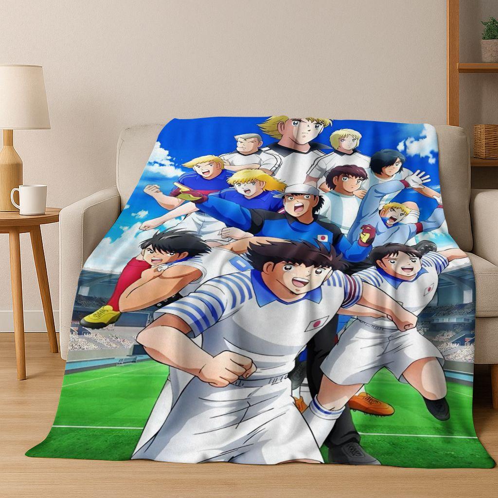 3D Cartoon Captain Ozora Tsubasa Football Anime Flannel Blanket,Warm and Cozy Soft Throw Blanket for Home Bedroom Bed Sofa Cover