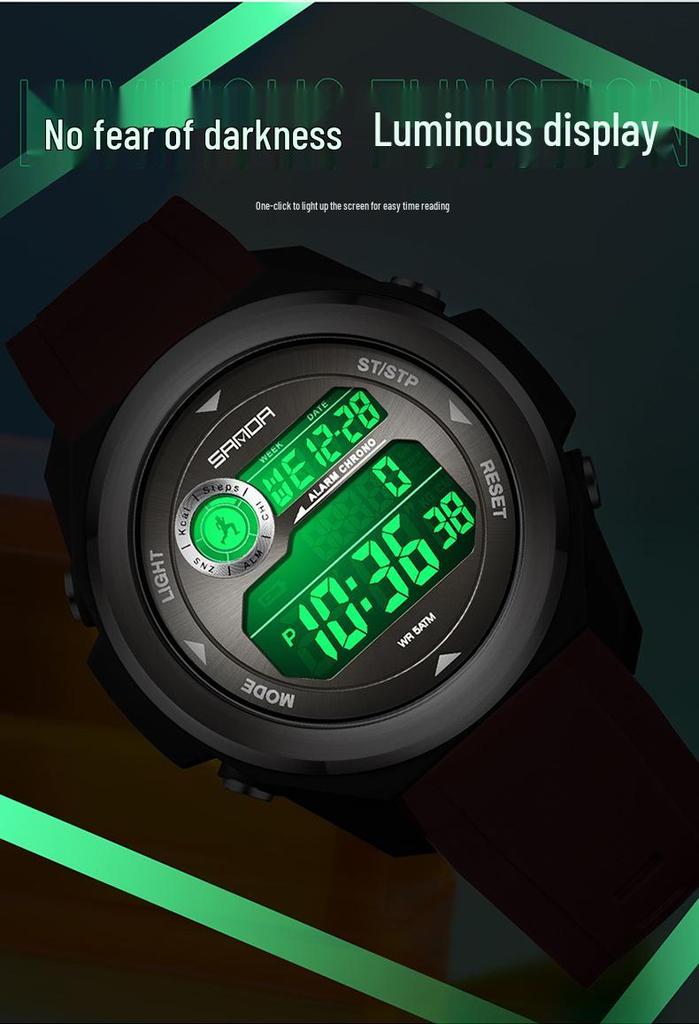 Sanda Sports Waterproof Multifunctional Calorie Wristwatch with Perpetual Calendar for Men and Women - Simple Style Student Electronic Watch