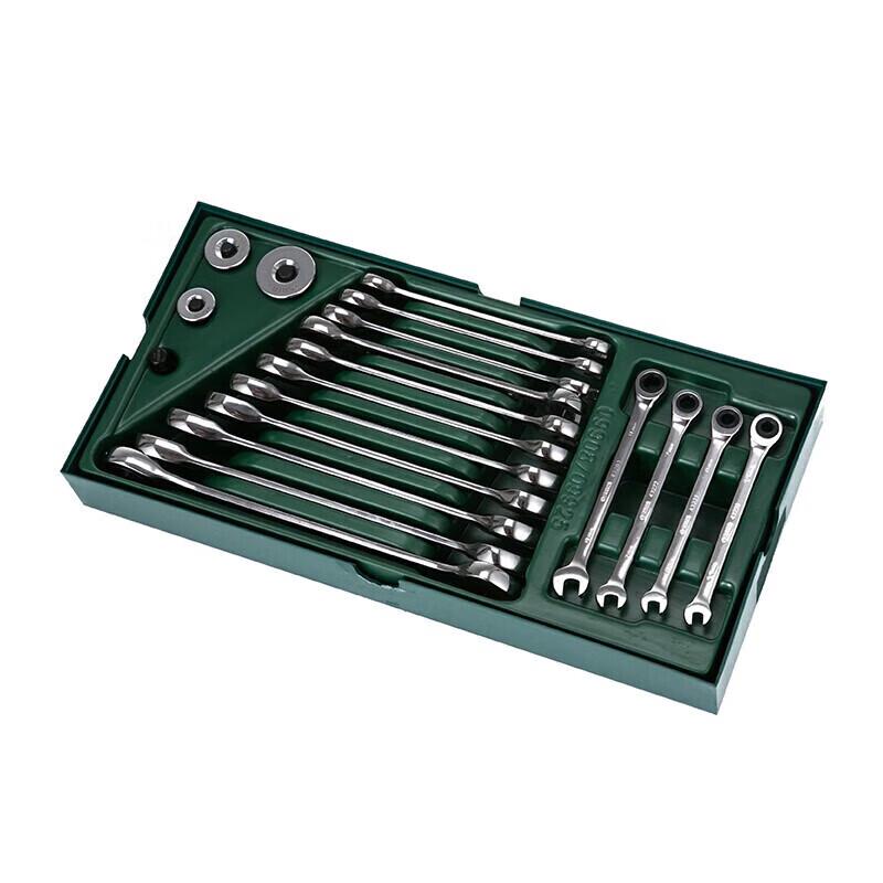 SATA 19-Piece Fully Polished Ratcheting Combination Wrench Set