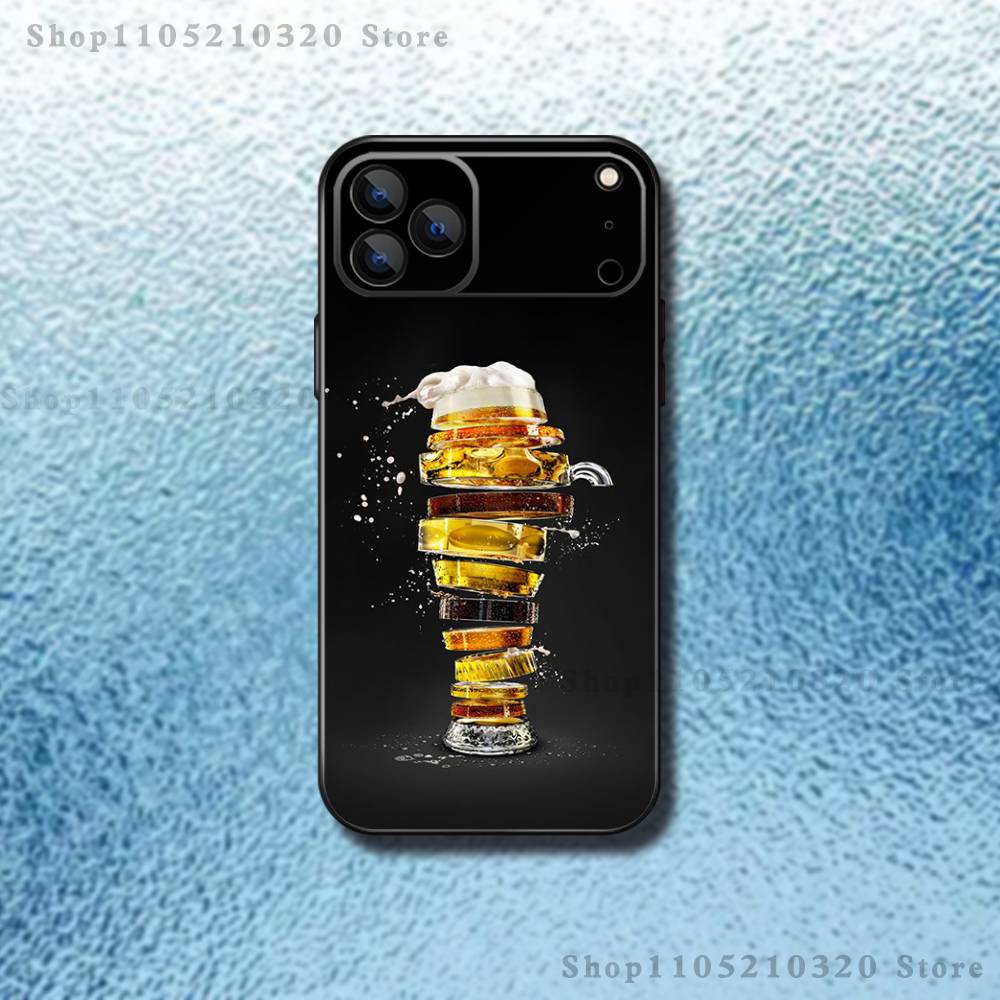 

Чехол для телефона с рисунком «Пивное искусство» для iPhone 17,16,15,14,13,12, Pro, Max, Plus, E, SE4, Air, Mini Черный Мягкий Короб iPhone12PRO