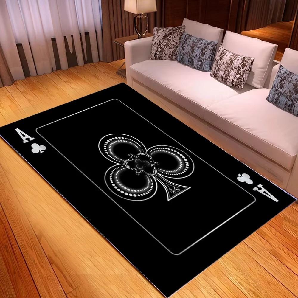 Kupa Ası Poker Kartı Desenli Halı Oturma Odası İçin Kaymaz Yatak Odası Yatak Kenarı Kanepe Alan Halısı Yumuşak İç Mekan Yer Paspası Ev Dekorasyonu