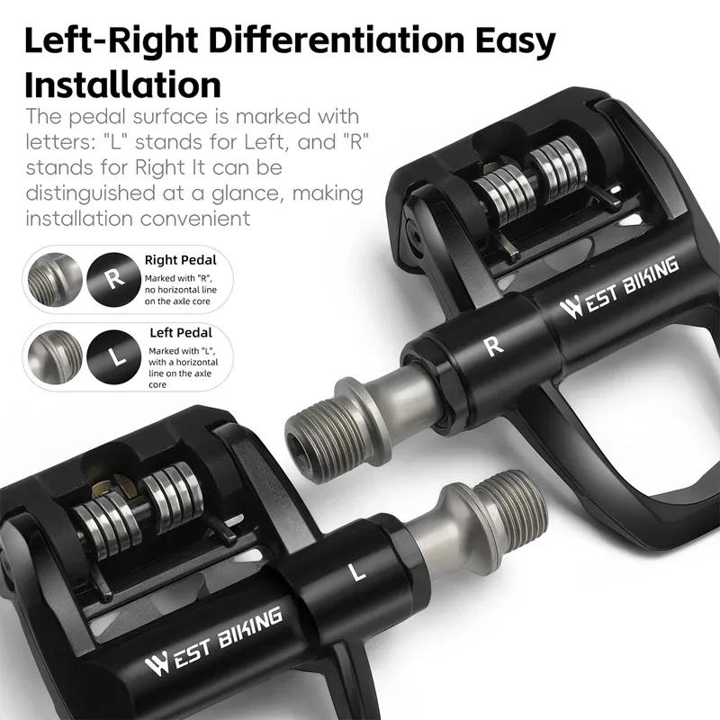 WEST BIKING Road Bike Pedals Nylon Bicycle Locking Pedals Cycling Bearing Cleats Clipless Pedal Look System With Locking Plates