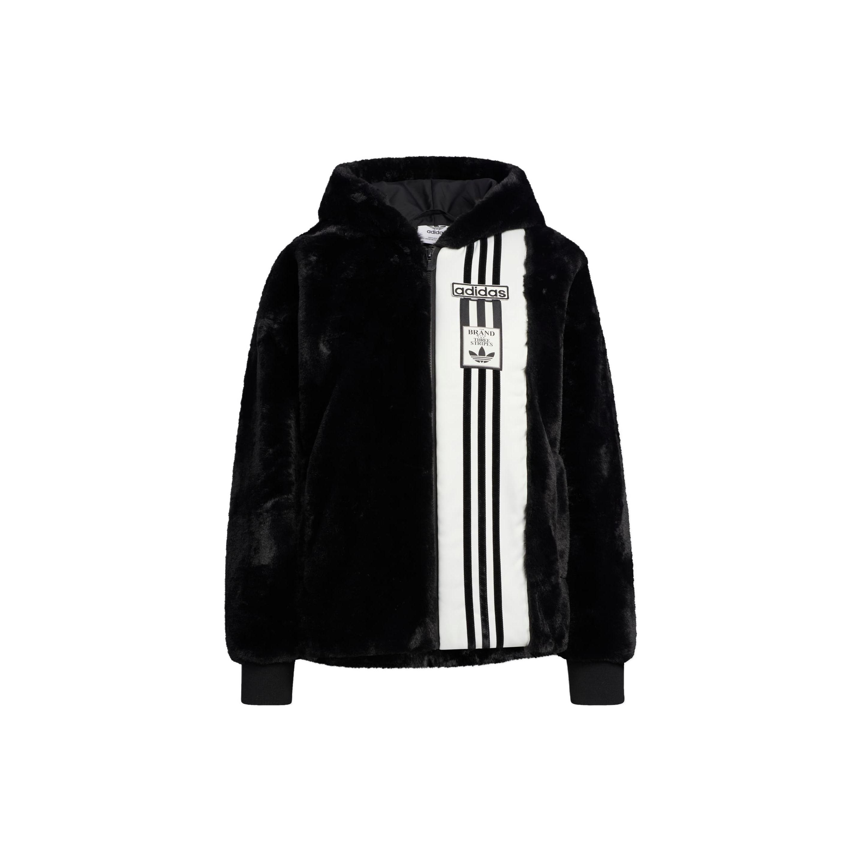 

Adidas Originals Adibreak Fur Colorblock Лоскутная куртка с капюшоном Женская верхняя одежда Черный IC8130 XS чёрный