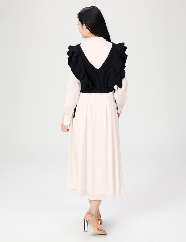Dress with Ruffle Vest CWNO221044 BLK 36 [Selford] Women's