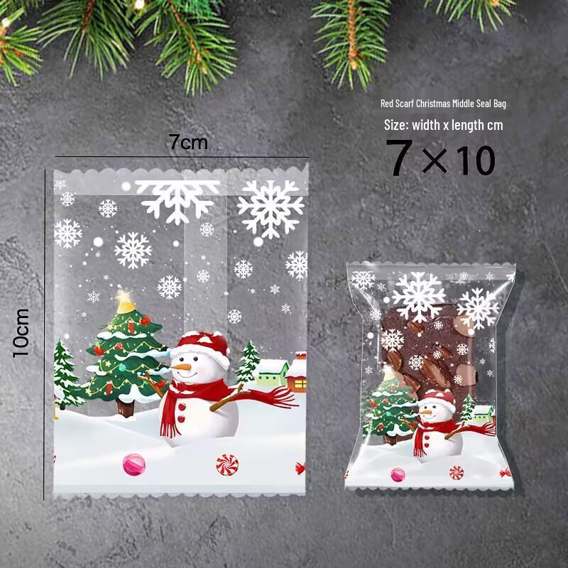 

Печенье Madeleine в устойчивом мешочке: Упаковка для десерта с дизайном «Снежинка» Snowman Christmas 7*10, about 100 bags