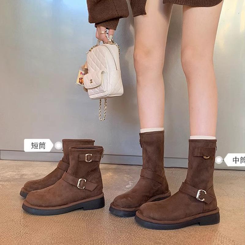 

Кожаные полусапоги женские осенне-зимние новые ретро локомотивные с пряжкой с круглым носом на толстой подошве с увеличением роста западные рыцарские ботинки Мартин 40