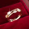Elegant Double Layer Water Drop Zircon Ring - Pure Copper, Simple Texture, Women's Jewelry