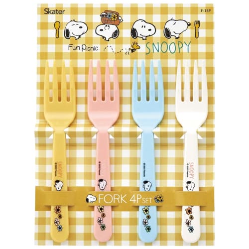Skater Forks, Set of 4, Snoopy Picnic, Made in Japan, F-18P-A