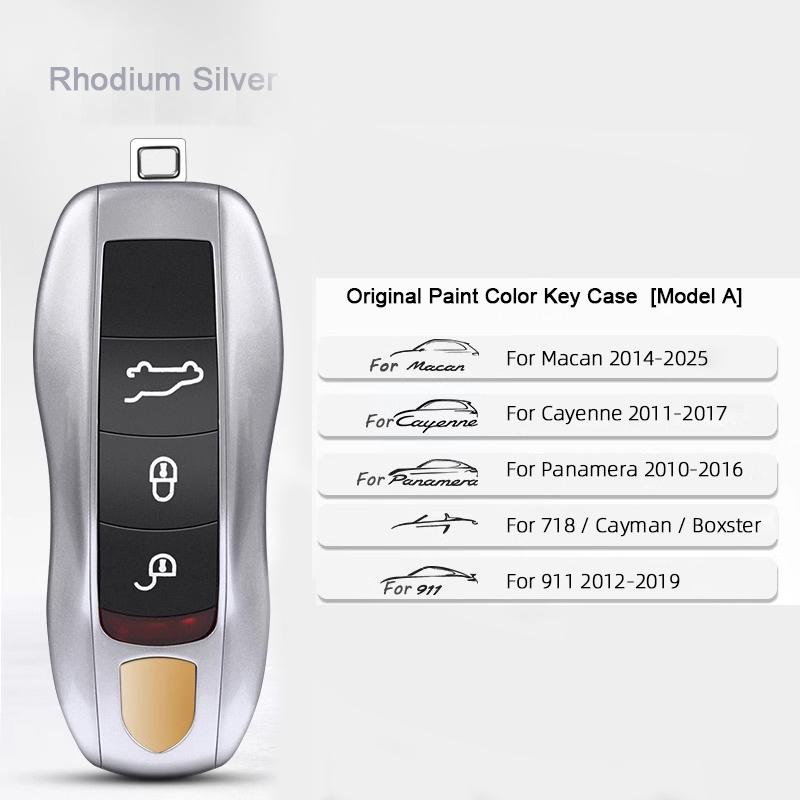 For Porsche Cayenne Mancan Panamera 911 718 Boxster Cayman Taycan 2010-2024 Car Key Paint Case Bordeaux Red Shell Replacement